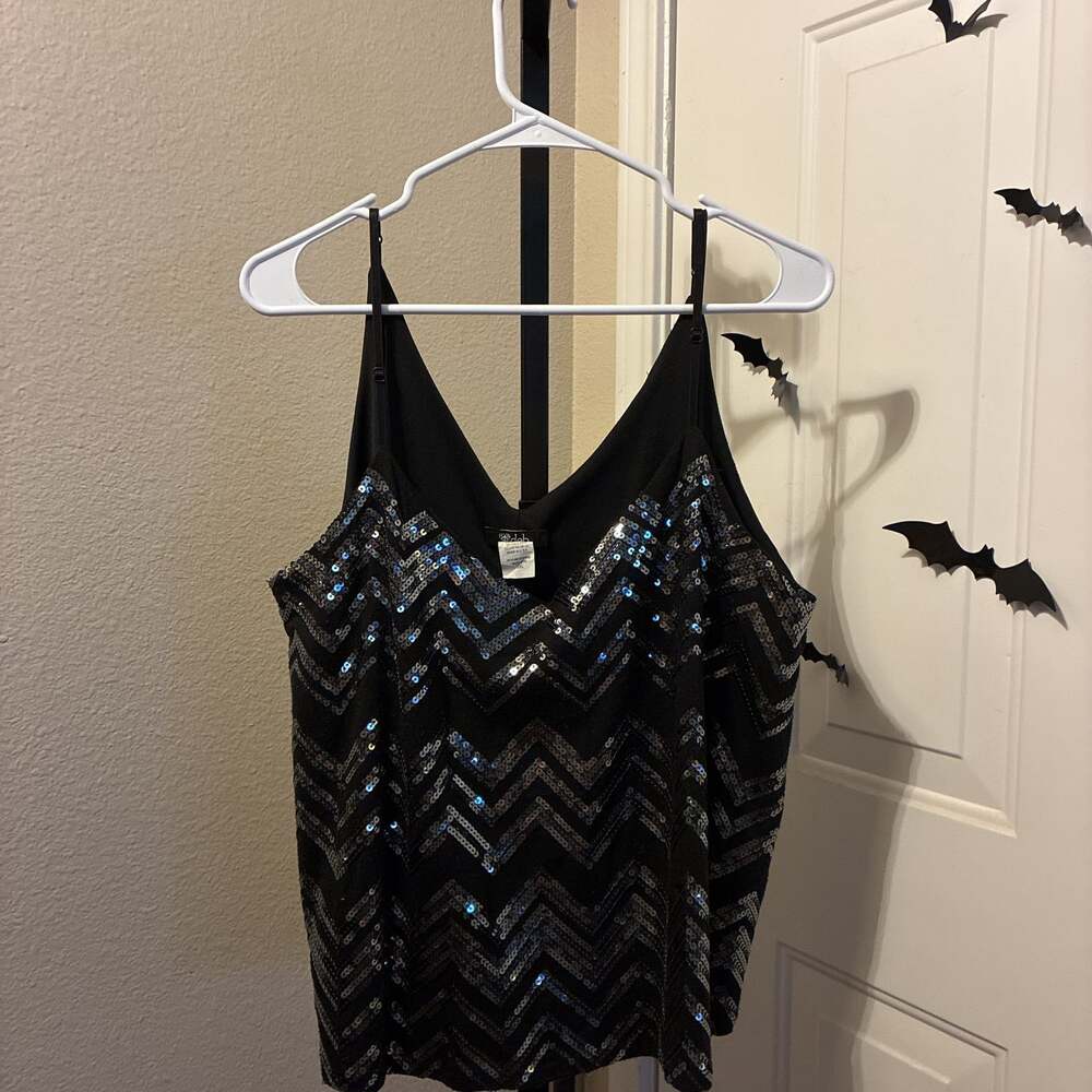 Deb Vintage Y2K Chevron Glitter Cropped Tank Top